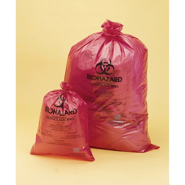 Bel-Art Red Biohazard Disposal Bags, 1.5mil, 40-50 Gallon, PE, 100/PK, Bel-Art, Mfr#: F13164-3848